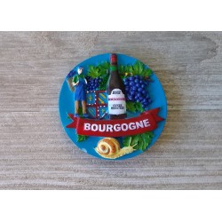 MAGNET ROND "BOUTEILLE DE VIN" + "BOURGOGNE"