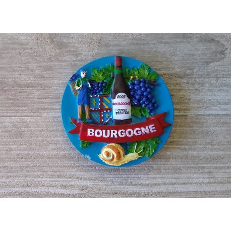 MAGNET ROND "BOUTEILLE DE VIN" + "BOURGOGNE"