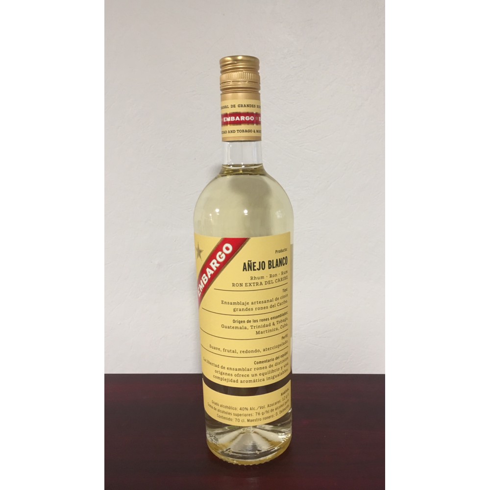 Rhum Blanc Embargo Anejo Blanco 70cl - La Cave Lavalloise